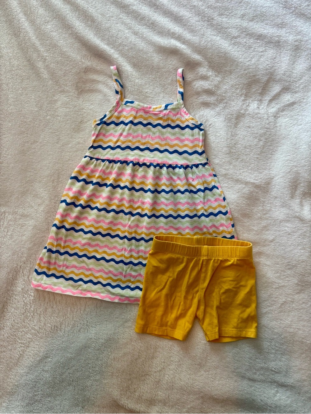 Old Navy Multicolor Wavy Stripe Dress with Yellow Accent